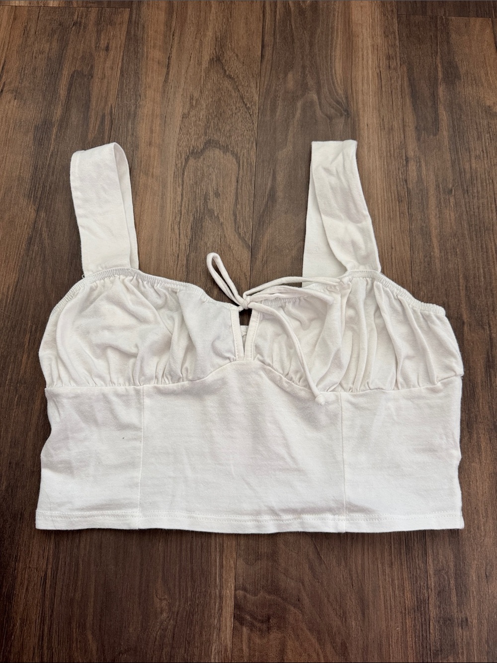 White Ruched Tie-Front Crop Tank Top - Women